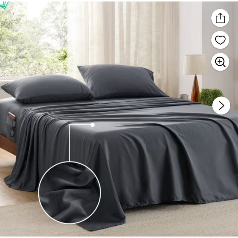 Bed Sheets,4 Pieces Polyester Microfiber Bed Sheet Set,Dark Gray